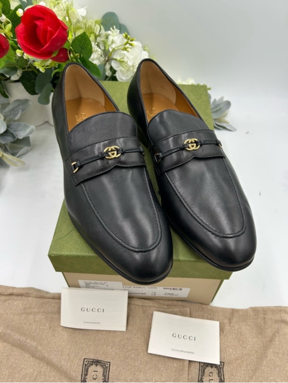 Men’s Gucci interlocking G logo leather loafers size 12 made Italy - Picture 3 of 9
